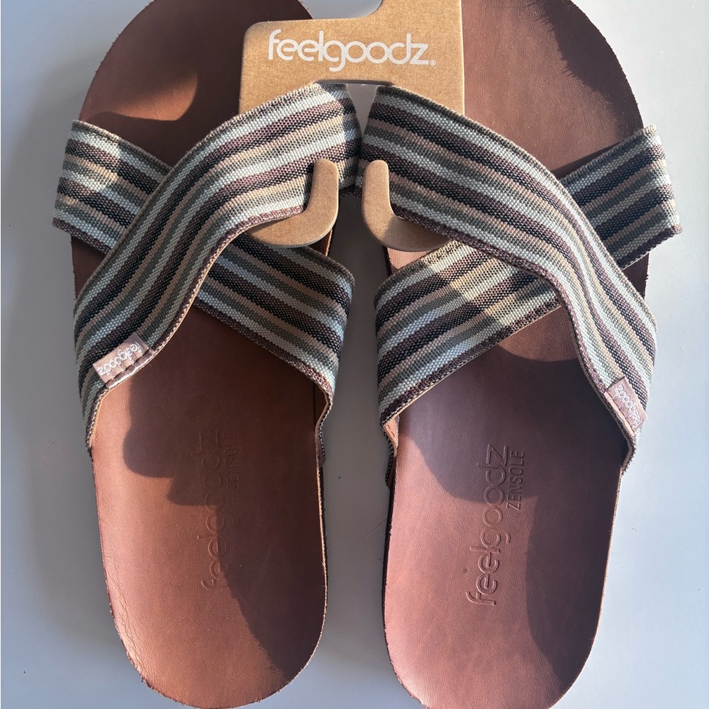 Feelgoodz Zensole Size 9 Cross-Over Leather Sandals - NWT - Picture 10 of 10